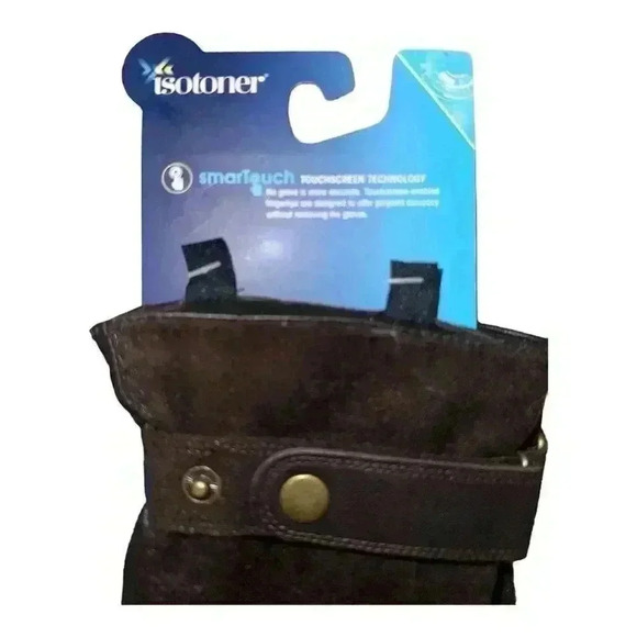 NWT Isotoner Mens Brown Smart Touch Genuine Leather Gloves, Large - Picture 5 of 5